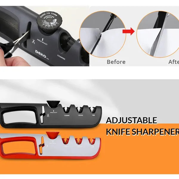 Casora knife sharpener in use, restoring a kitchen knife edge