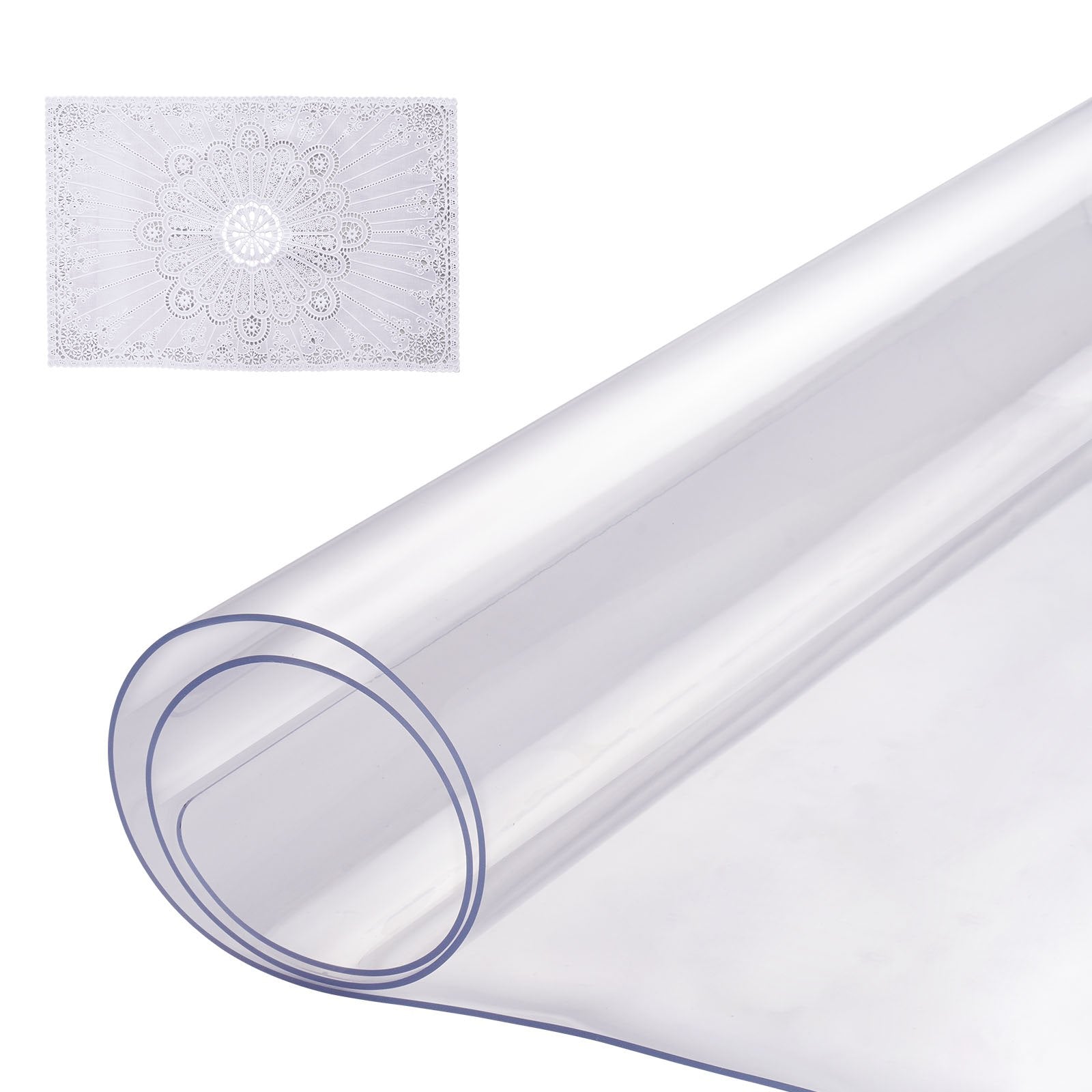 Casora clear PVC table protector mat rolled up