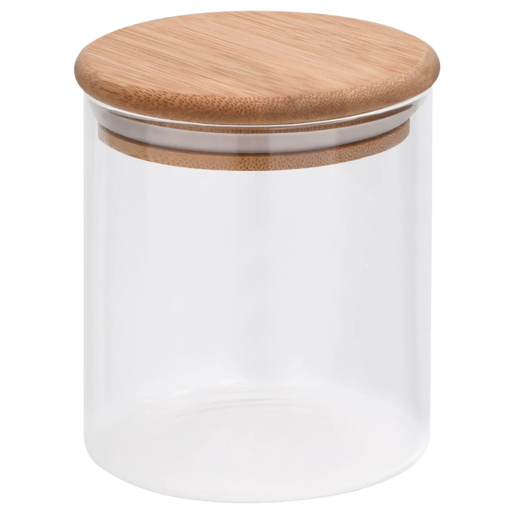 Glass storage jar with bamboo lid detail view