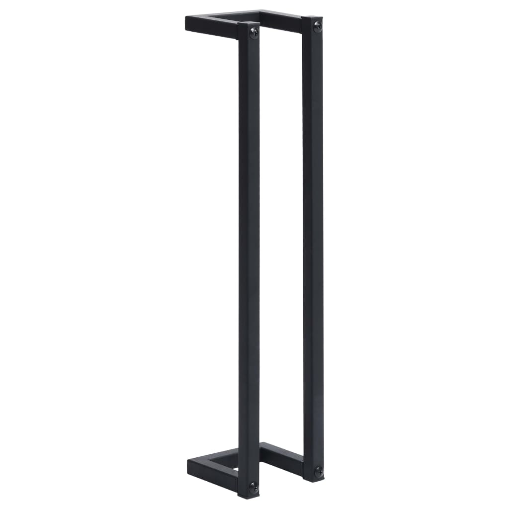 Black iron towel rack, side view