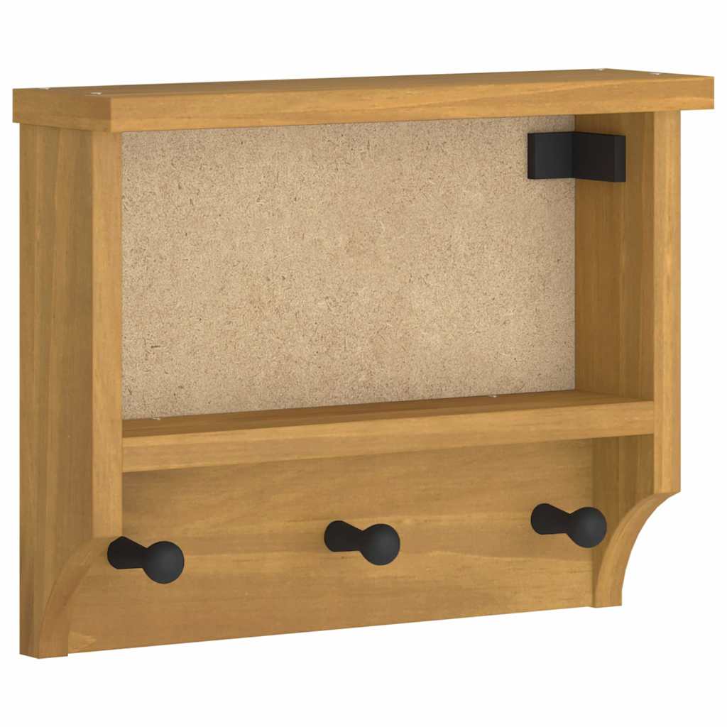 Pine wood coat rack detail view