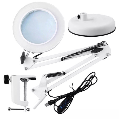 Magnifying LED lamp in use on a desk