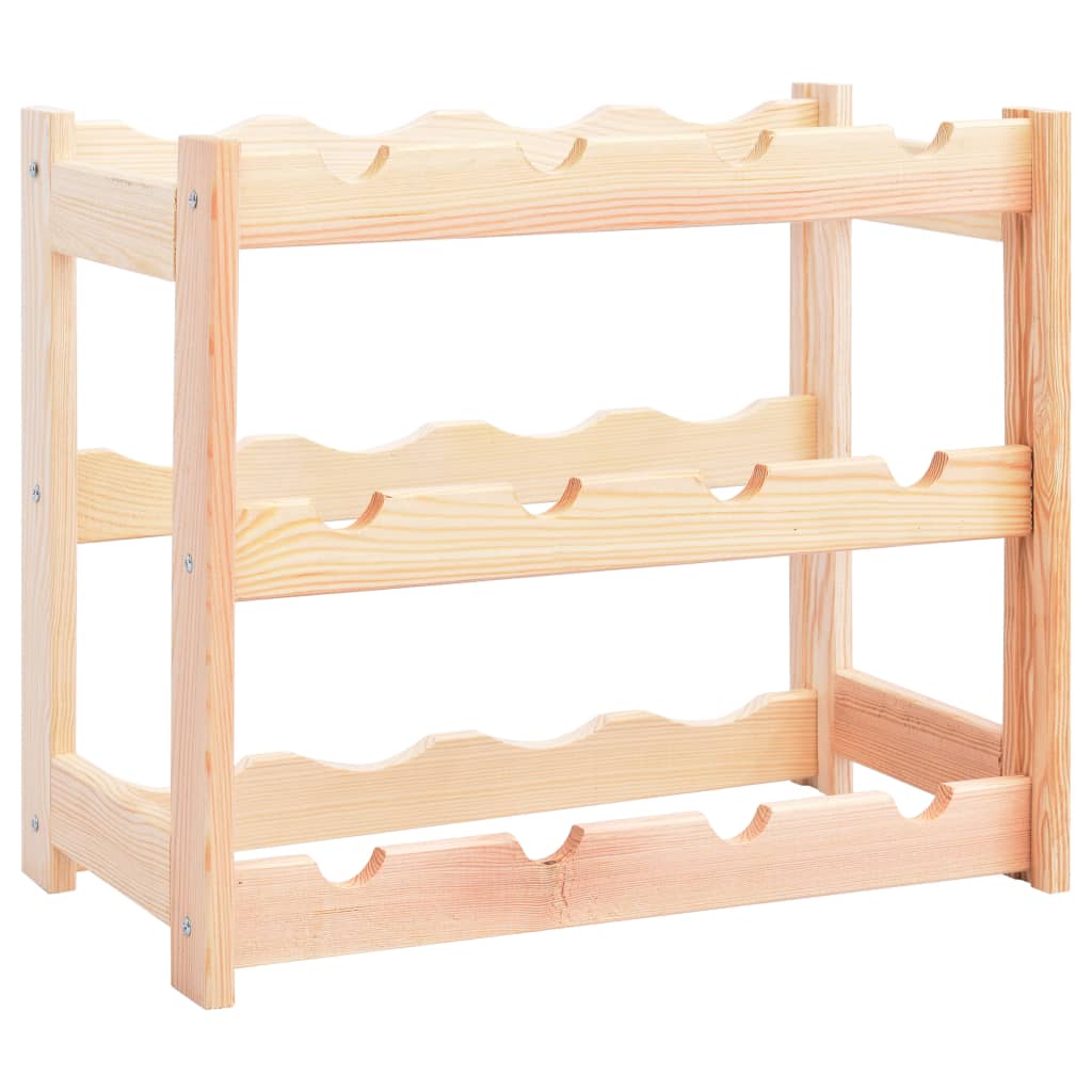 Casora pine wood wine rack for 12 bottles, natural finish