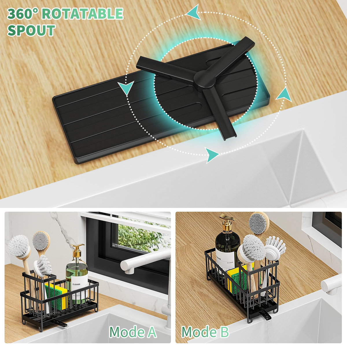 Dimensions and features of the Casora metal sink caddy organizer