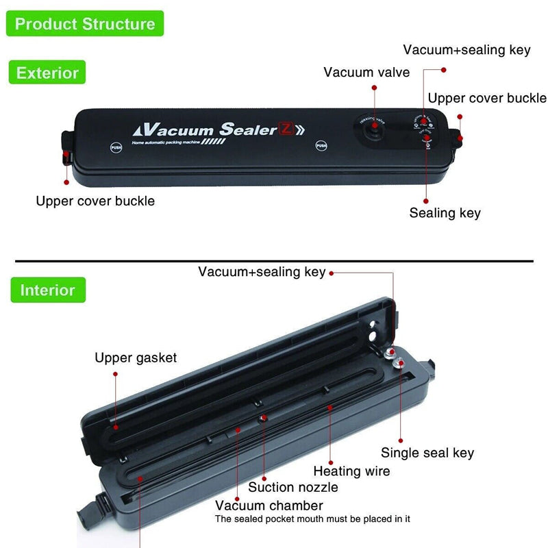 Compact vacuum sealing machine in black