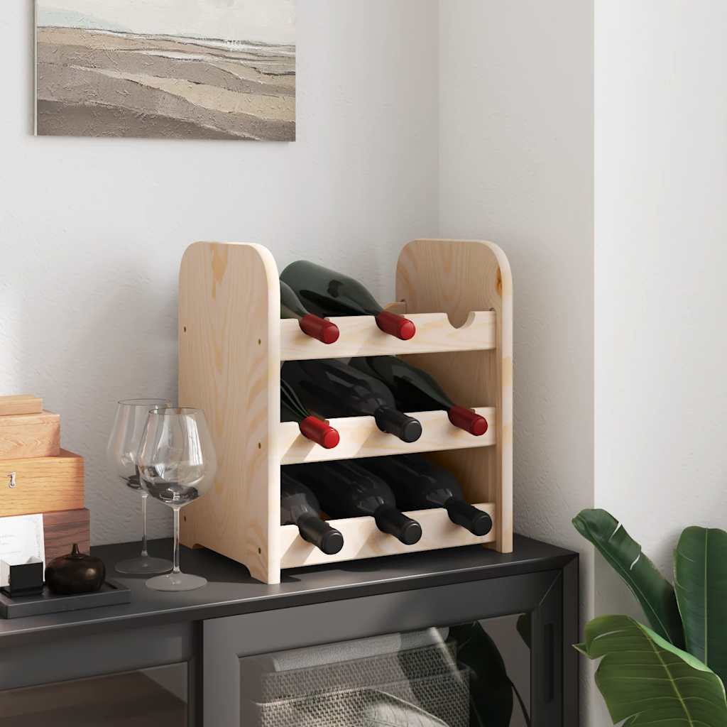 Wooden wine rack in kitchen setting
