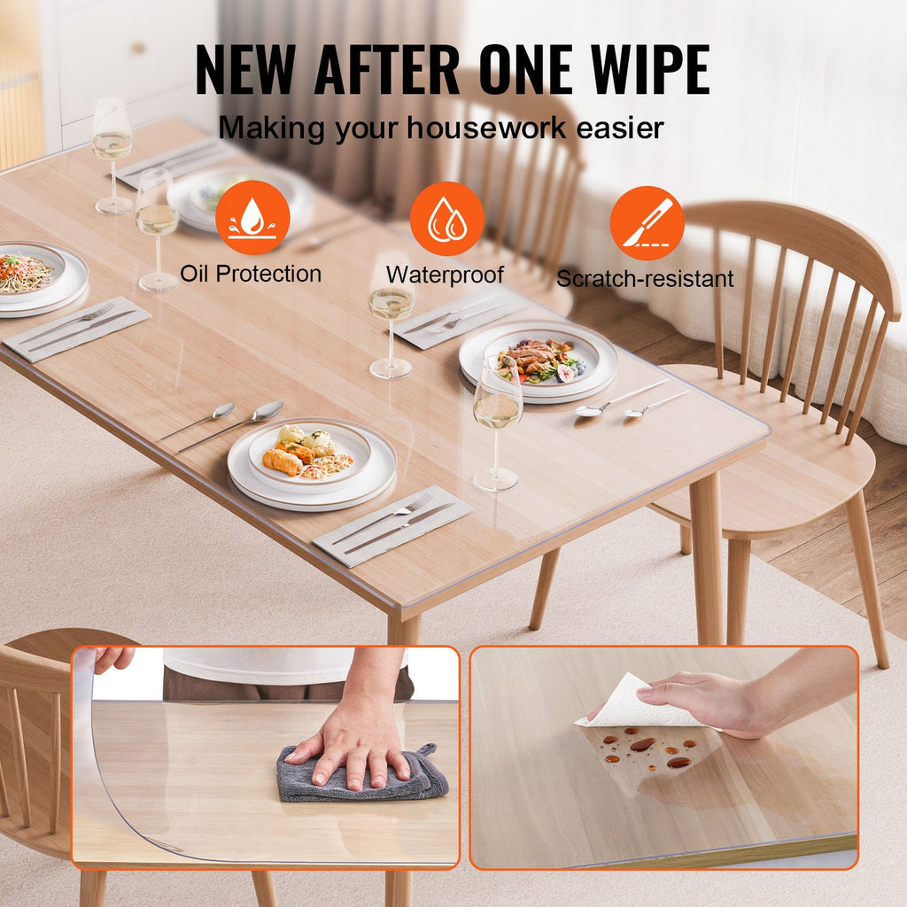 Casora clear table protector mat shown on a dining table