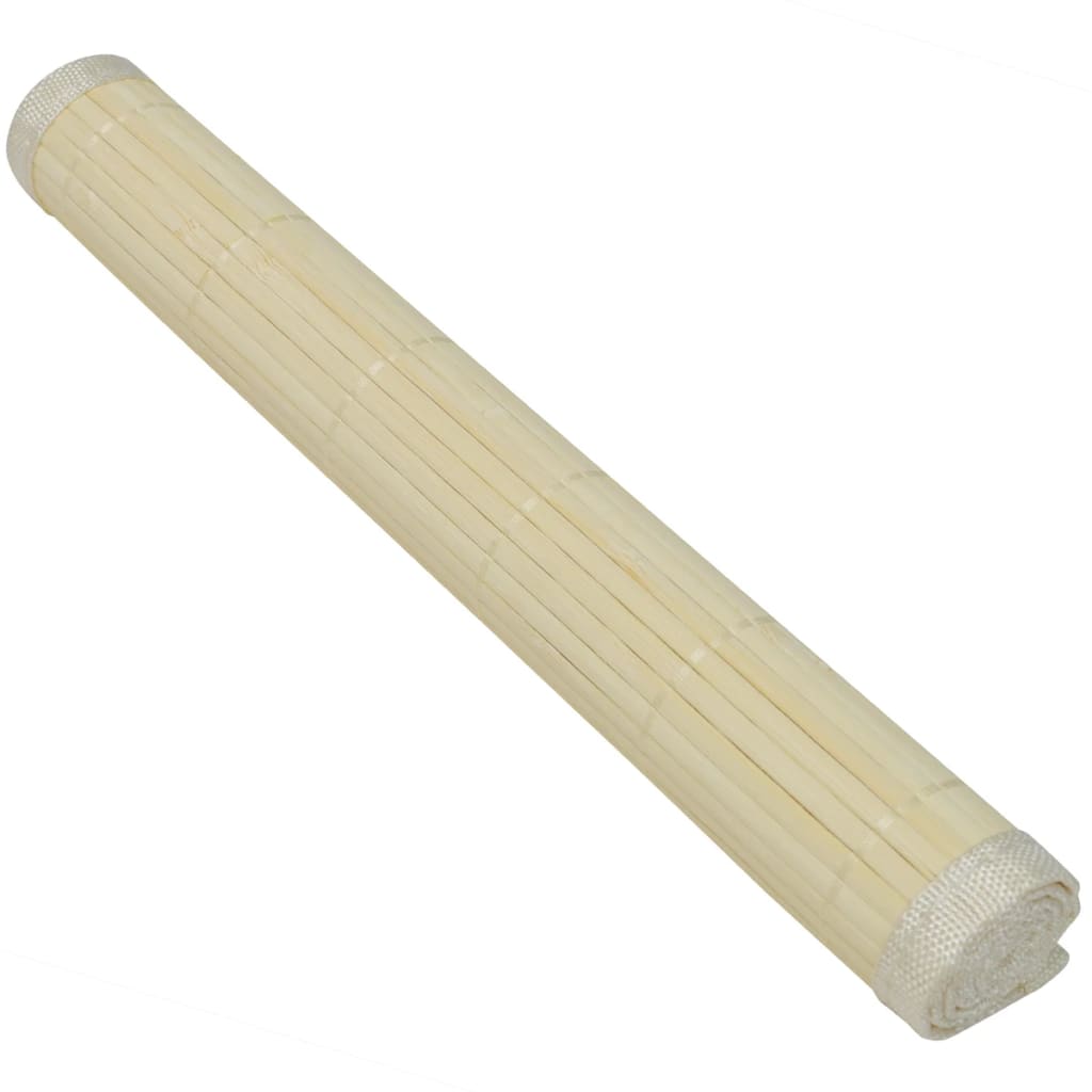 Rolled bamboo placemat showing the flexible slatted construction (natural colourway shown)