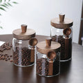 Casora set of three glass storage jars with spoons