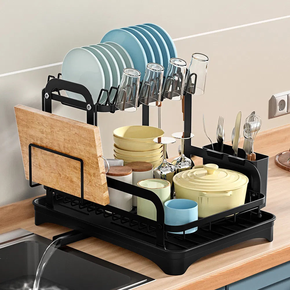 Casora plate and bowl rack shown in a kitchen setting